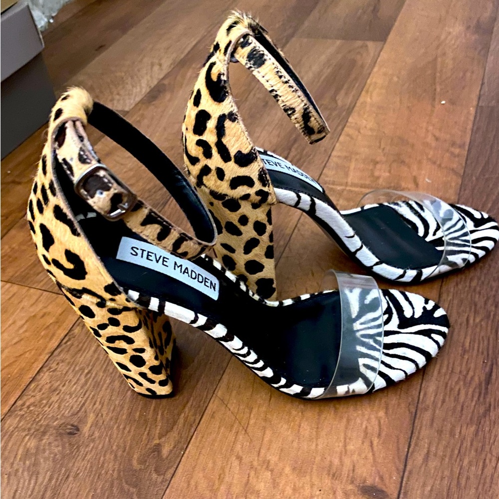 Mixed print heels